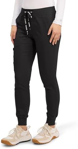 Med Couture Scrub Pants for Women Jogger Pant with 5 Pockets, Lightweight, Ultra Soft, 2-Way Stretch Fabric - MC7710, M, Black - 5
