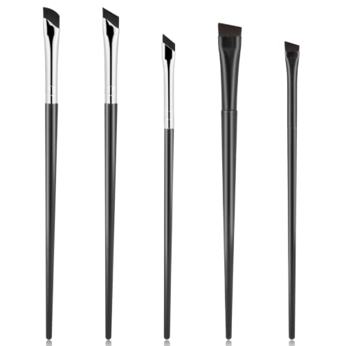 Image of 5 Pack Slanted Eyebrow Brush Eyeliner Brushes Angled Makeup Brush Fine Angled Eyebrow Concealer Brushes Ultra Thin Slanted Flat Angle Eye Makeup Brushes for Precision Makeup Application