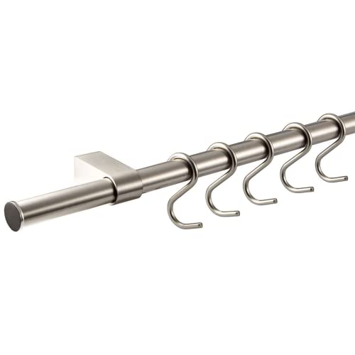 Gedotec Crochet universel en S en métal pour ustensiles de cuisine - chiffons - vêtements | Crochet en métal pour armoire à vêtements | aspect inox | pour tube Ø 16 mm