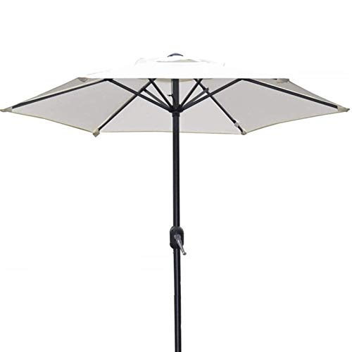 Sombrillas de jardín con manivela blanca y 6 varillas para mesa de patio
