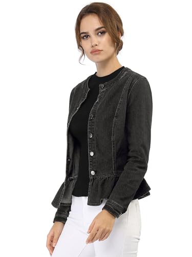 Veste en denim courte à basque pour structurer les silhouettes féminines - 4