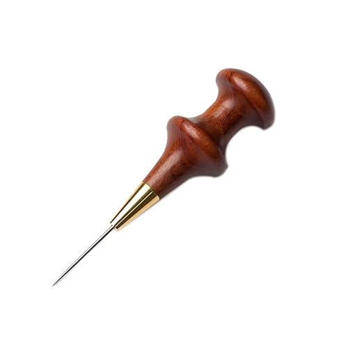 Junetree Mr.tomato Gourd Shape Awl Tailors Awl Wooden Handle Scratch Awl Sewing Awl Tool For Leathercraft Leather Hole Punch #TOP9