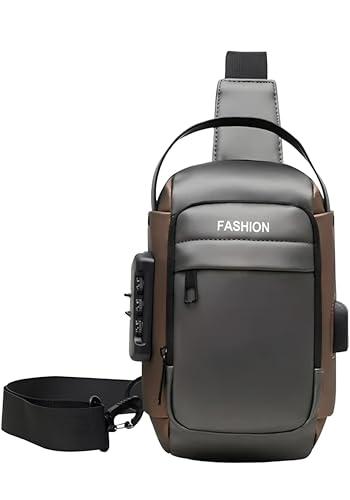 Image of Waterproof Polyester Slim Unisex Crossbody Sling Bag Chest Backpack Men's Shoulder Bag, Leisure Travel Handbag, Hard Shell Anti-Theft Chest Bag