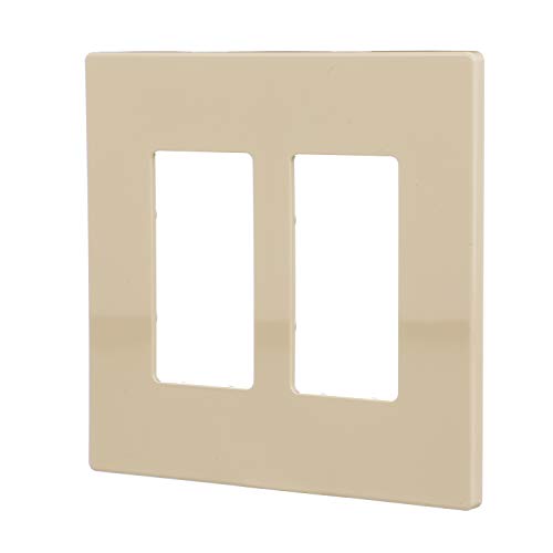 Image of Eaton PJS262V Decorator Screwless Wallplate, 2-Gang, Ivory