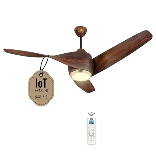 Image of KUHL Twist L3 1320 mm 65% Power Saving BLDC Ceiling Fan | BEE 5 Star Rated & ISI Marked | High Air Flow |5YearWarranty on Motor By Brand |Free Installation | IoT - Operate via Mobile & Alexa | Teak