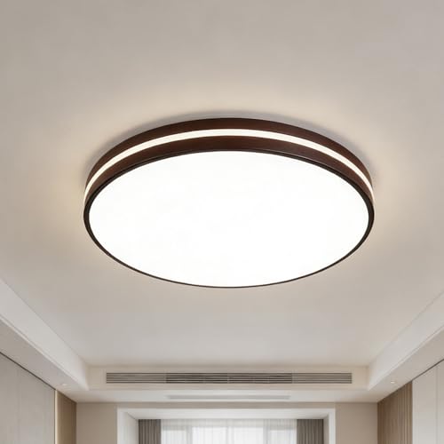Lámpara LED diurna brillante y bajo consumo en luz de techo redonda madera 50cm