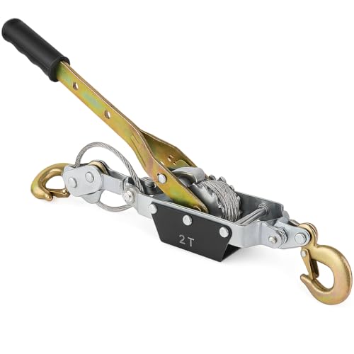 Argano Tenditore Manuale 2 Ton – Fune in Acciaio con Ganci di Sicurezza – Sollevamento e Trazione – Ideale per Officina, Agricoltura e Cantieri – LEMAG SRL