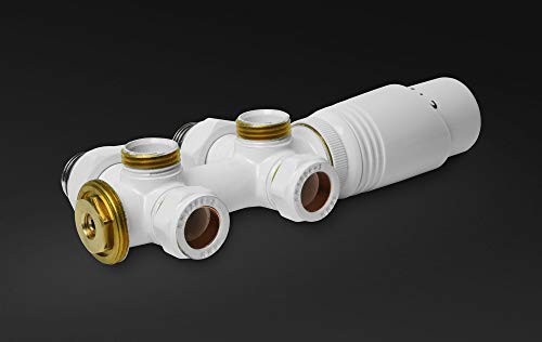 Multiblock Heizkörper Thermostat Heizungszubehör Ventil Anschlussgarnitur H Valve weiß