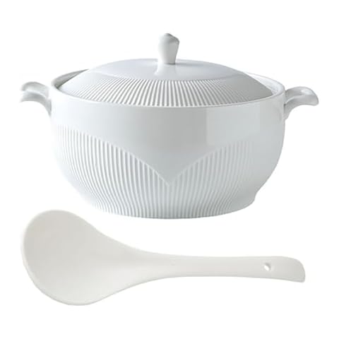 NNYCC White Porcelain Soup Tureen with Spoon Cover
