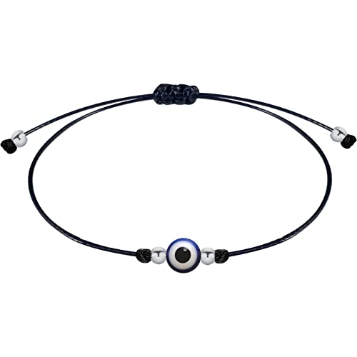 coitgo-Pulsera con amuleto de la Suerte y Protección Acero inoxidable- Pulsera Mujer o Hombre - Pulsera Ojo Turco - Pulsera Hilo Encerado Hecho a Mano (Ojo Turco)