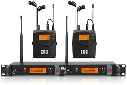 XTUGA RW2080 Whole Metal Wireless in Ear Monitor System 2 Channel 2/4/6/8 Bodypacks Monitoring with in Earphone Wireless Type Used for Stage or Studio Frequency902-928mhz (2 bodypack with Transmitter)