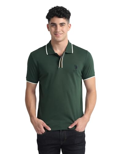 Image of Striped Placket Slim fit Polo Shirt