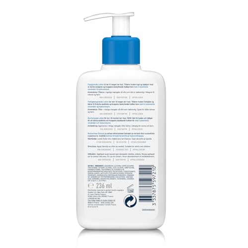 CeraVe - Lait Hydratant - Nourrit, Hydrate et Aide à Restaurer la Barrière Cutanée - Visage & Corps - Acide Hyaluronique + 3 Céramides Essentiels - Sans Parfum - Peau Sèche à Très Sèche - 236 ml – Image 3