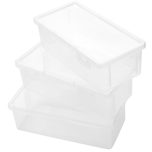 ZEONHEI 8 Stück Kunststoff Stiftebox Organizer mit Deckel, 19 x 9 x 6 cm Stapelbar Stifteboxen, Transparente Stifte Aufbewahrungsbox Sortierbox für Kleinteile, Schreibwaren, Craftbox