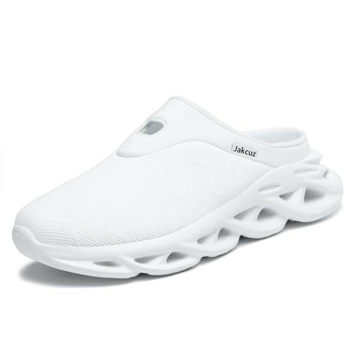 Image of Jakcuz Men Slip On Mules Lightweight Open Back Sneakers Breathable Walking Shoes