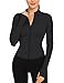 EIISSION Sportjacke Damen Laufjacke Sport T-Shirt Gym Top Oberteil Jacke Yoga Langarm Weiß Trainingsjacke Winter Fitness Sportshirt Sweatjacke Reissverschluss Laufshirt mit Daumenloch S