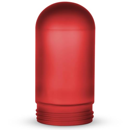 Image of OhLectric Replacement Weather Tight Light Fixture - Threaded Bulb Cover - Sturdy Clear Glass Protectant For Bulb - Frosted Glass Shade - Outdoor Vapor Proof Fixture - Glass Globe Bulb - Red - OL-41370