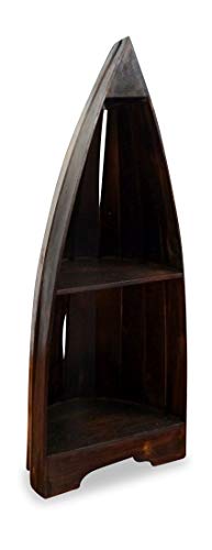 livasia étagère de Bateau de Bali, bibliothèque, étagère en Bois, étagère de Salle de Bain, Durable et Fait Main, Marron, 40x36x95cm