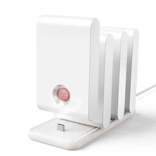 EZVALO Veilleuse avec Détecteur de Mouvement,Lot de 4 Lampes d'escalier LED 1500 mAh avec Base, Lumière Blanc Chaud 3000K, pour l'escalier, la chambre, la...