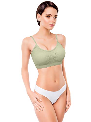 Image of SATINIOR 4 /12 Pieces Bralette Neck Cami Bra Wireless Tank Top Sports Bra for Women