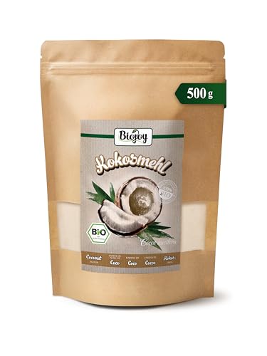 Biojoy Farine de coco BIO (500 g), partiellement déshuilée et sans sucre ajouté