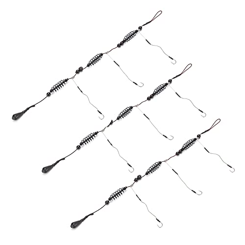 Fishing Hooks Cage Set Robust Feather Fodder for Several Hooks Washbasin Trap for Outdoor Fishing 3 X Cord Contained (20g)