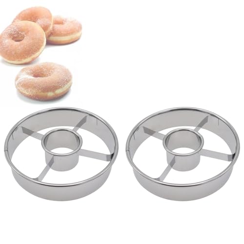 Joyangy 2 Pack Stainless Steel Donut Cutter, 3.86 Inch Doughnut Cutters Mold, Professional Baking Tool For Making Perfect Donuts, Bagels, Cookies, Biscuits, And More