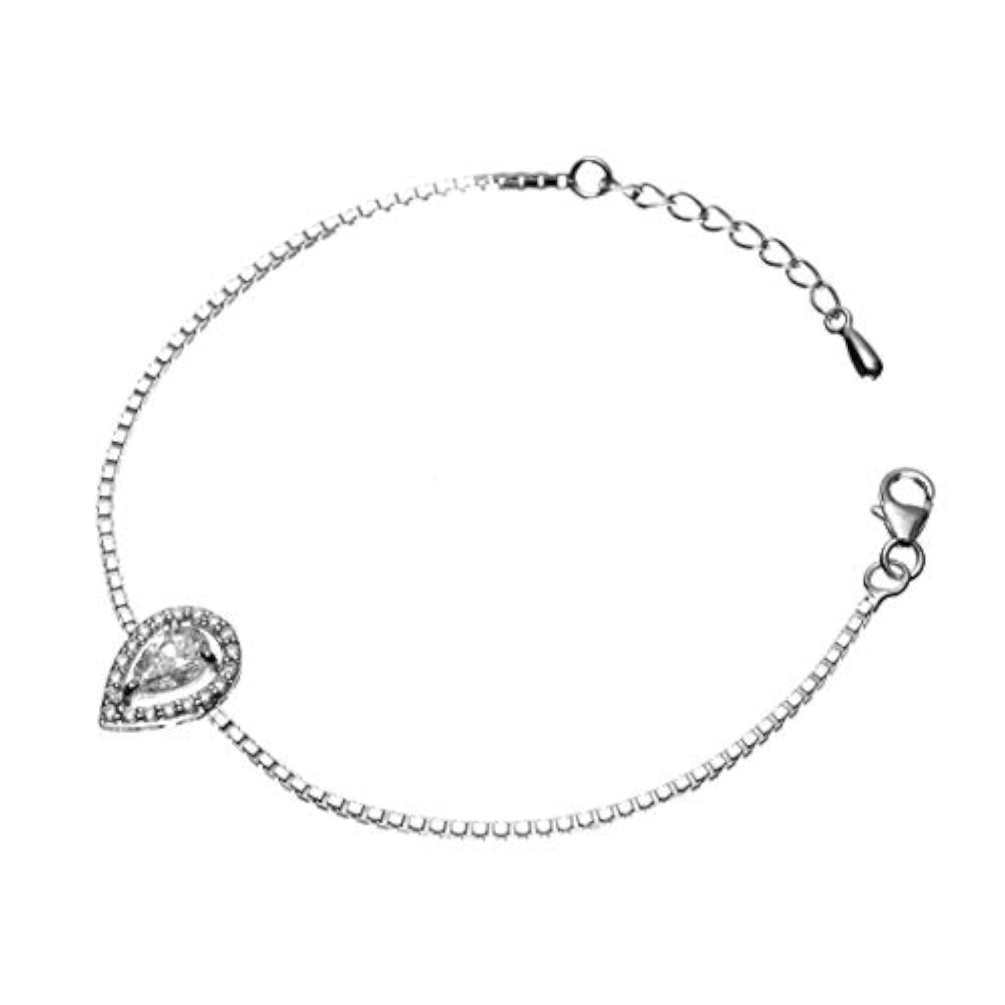 Women's 925 Sterling Silver Pear Solitaire Bracelet Gift