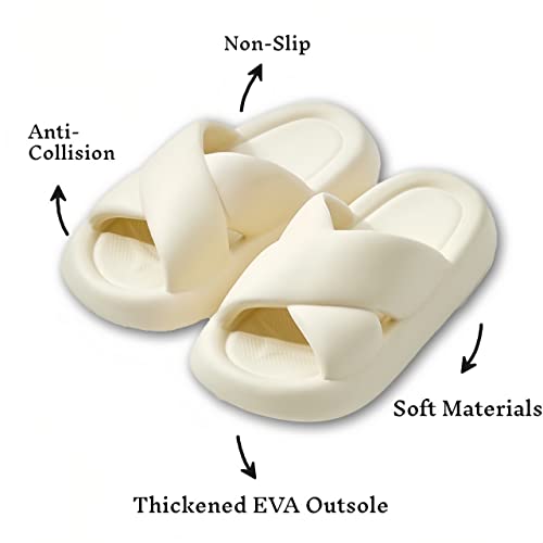 AuraGlor Cloud Comfy Slippers for Women Cross Band Thicken Sole Pillow Slippers Cute Cushion Slides Quick Drying Soft Foam Non-Slip Bathroom Slides Sandals Lightweight EVA Cozy Indoor and Outdoor3