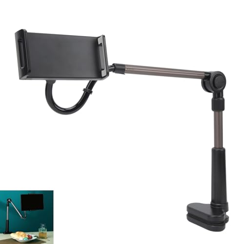 Universal Tablet Phone Clamp Holder, 360 Degree Rotating Flexible Long Arm Lazy Phone Holder Clamp Bed Tablet Bracket for Bed and Desk
