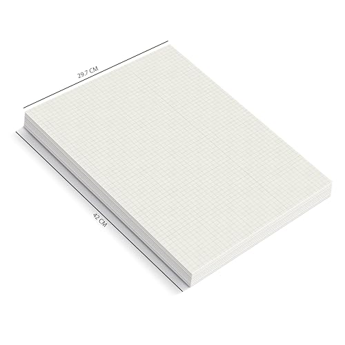 Image of PaperO A3 Square Loose Leaf Grid Paper | 100 GSM | 100 Sheets | Ideal for Artists, Designers, Architects, Engineers, Sketching & Technical Drawing | Size (29.7 x 42 cm) | (A3 Pack of 2)