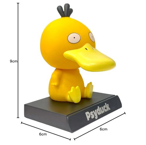 Image of Augen Super Hero Psyduck Action Figure Limited Edition Bobblehead with Mobile Holder for Car Dashboard, Office Desk & Study Table (Pack of 1), Plastic