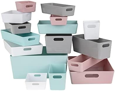Wham Studio Plastic Storage Cool Basket/Box - Rectangular 13.01 Plastic Storage Box - Wham Studio Kitchen Home Office Storage Basket Boxes (Blush Pink, 1)