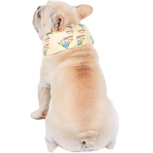 Vlwm 犬クールネック クールバンド 暑さ対策 熱中症対策 犬用猫用 首ひんやり 首冷 保冷剤つき 冷触感生地 簡単装着 軽量 (イエロー,M)