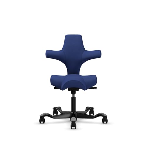 Image of HAG Capisco Standard Chair-Black Frame-Upholstered Cobalt Blue