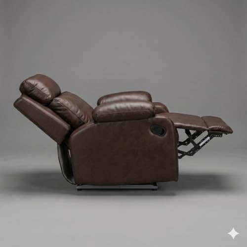 Image of Amazon Brand - Solimo Elira | Single Seater Sofa Recliner | Manual Recliner (Leatherette Brown)