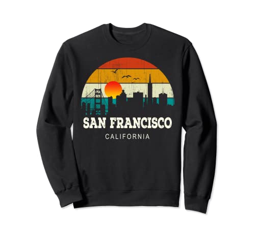Vintage Retro Sunset City USA Skyline Souvenir San Francisco Felpa