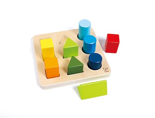 Hape Wooden Color and Shape Sorter Toy| Puzzle Board Montessori Preschool Educational Toy for Toddler 18M+