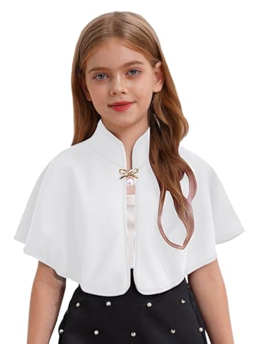YiZYiF Kids Flower Girls Wrap Shawl Princess Cape Wedding Bridesmaid Tippet Stole Bolero Shrug Cover up3