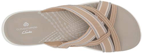 Clarks Women's Mira Isle Slide Sandal, Sand Combi Textile, 8 #TOP4