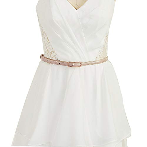 Selighting Womens Faux Leather Skinny Belts for Dresses - Khaki, One Size2