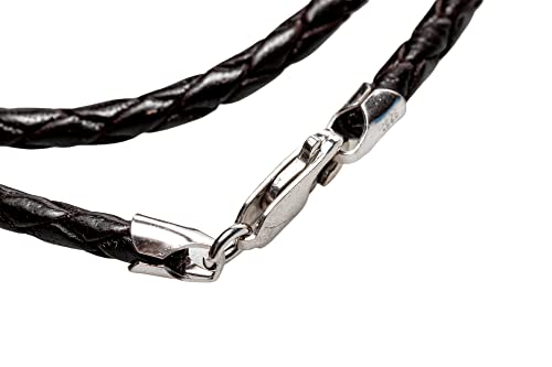 CRAFT WIRE Leather Braided Cord Necklace with Rhodium-Plated 925 Sterling Silver Clasp Made in USA2