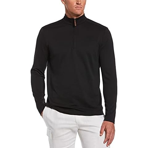 Cubavera Men's Long Sleeve Wicking Poly Solid Ottoman 1/4 Zip Polo Shirt, Jet Black, XX-Large Cover