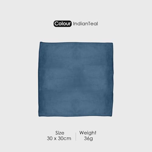 Image of HOUSSE Microfiber Face Towels | Ultra Absorbent, Odour-Free, Quick Dry 450 GSM Face Towel for Home, Gym, Travel, Running & Personal Use | 30x30 cm | Set of 6 in One Colour (Indian Teal, Pack of 6)