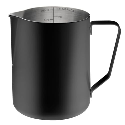 Image of Amrules Milk Frothing Pitcher 31oz Frother Cup Barista Tools, Black
