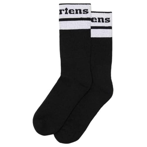 Dr. Martens Athletic Logo Cotton Blend Socks, Black/White, Medium/Large