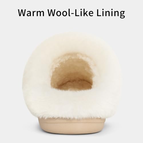 Image of Evshine Warm Knit House Slippers for Women Comfy Wool-Like Lined Chenille Slippers with Memory Foam and Indoor Outdoor Soles