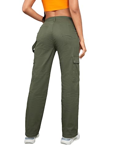 Classic Cargo Pants High Waist Stretch Women Baggy Multiple Pockets Relaxed Fit Straight Wide Leg Overalls2