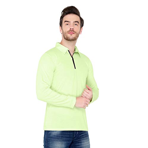 Image of Men's Cotton Blend Full Sleeve Zip Neck Polo T-Shirt (Pack of 1)