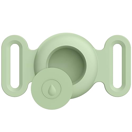 YGTBSR Airtag ケース Airtag ホルダー ペット 犬 猫用 防水 傷つきにくい 軽量 紛失防止シリコン エアタグホルダーケースと互換性あり ペット 猫 犬 リードバッグ バックパック 財布 鍵 荷物 (M, 抹茶グリーン)